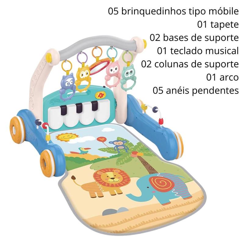 Tapete de Atividades Infantil e Andador 2 em 1 Azul Dm Tous - DM
